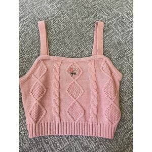 Almost Famous pink sweater tank top‎ floral front M